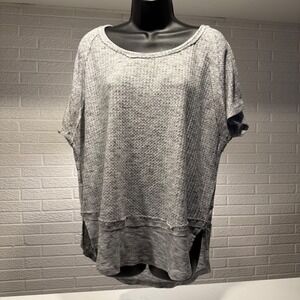 Mudd Women Gray Waffle Knit High‎ Low Tunic Top Size L